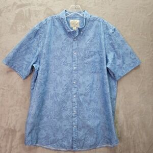 St John's Bay Button Down Mens 1XLT Classic Fit Blue Floral Short Sleeve Shirt‎